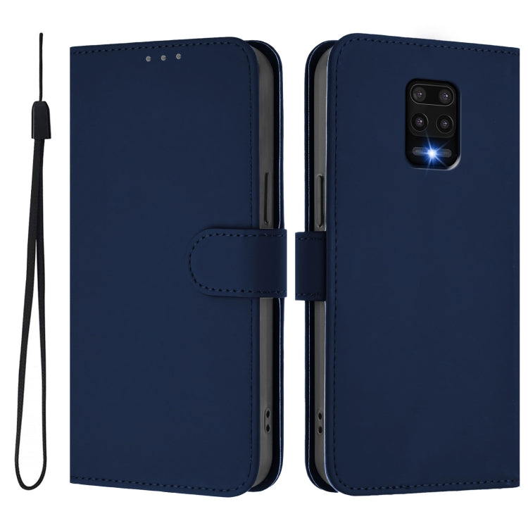 For Redmi Note 9 Pro 4G / 9S 4G Skin Feel Solid Color Leather Phone Case with Lanyard