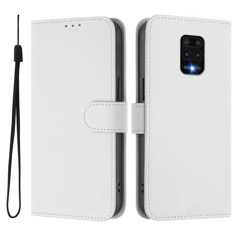 For Redmi Note 9 Pro 4G / 9S 4G Skin Feel Solid Color Leather Phone Case with Lanyard