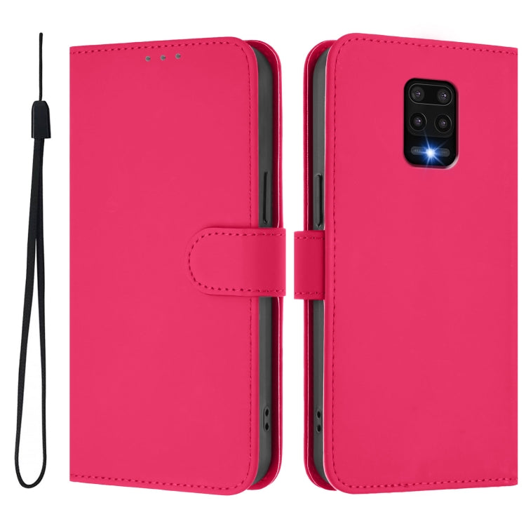 For Redmi Note 9 Pro 4G / 9S 4G Skin Feel Solid Color Leather Phone Case with Lanyard