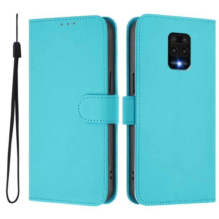 For Redmi Note 9 Pro 4G / 9S 4G Skin Feel Solid Color Leather Phone Case with Lanyard