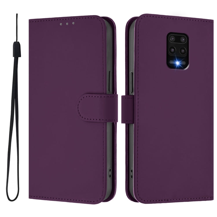 For Redmi Note 9 Pro 4G / 9S 4G Skin Feel Solid Color Leather Phone Case with Lanyard