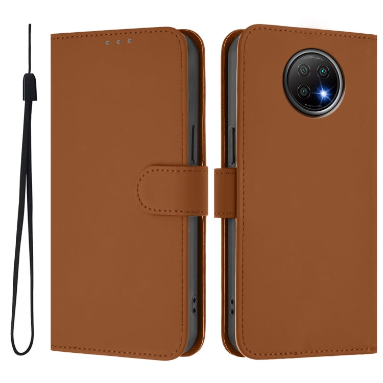 For Redmi Note 9T Global Skin Feel Solid Color Leather Phone Case with Lanyard
