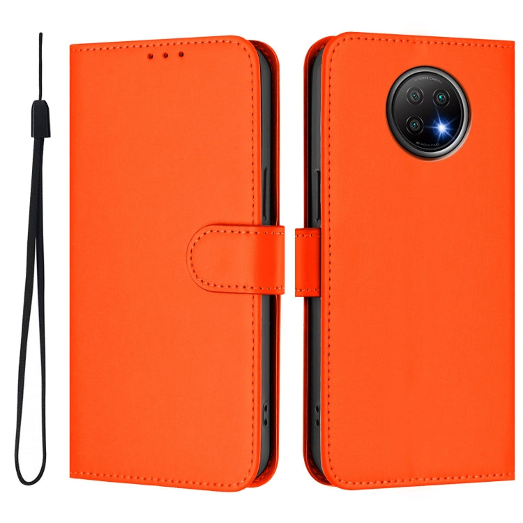 For Redmi Note 9T Global Skin Feel Solid Color Leather Phone Case with Lanyard