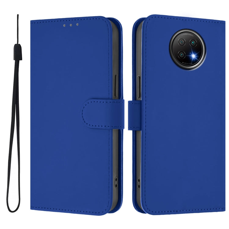 For Redmi Note 9T Global Skin Feel Solid Color Leather Phone Case with Lanyard