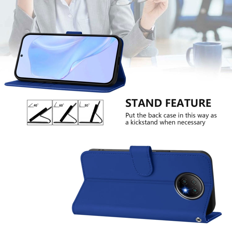 For Redmi Note 9T Global Skin Feel Solid Color Leather Phone Case with Lanyard