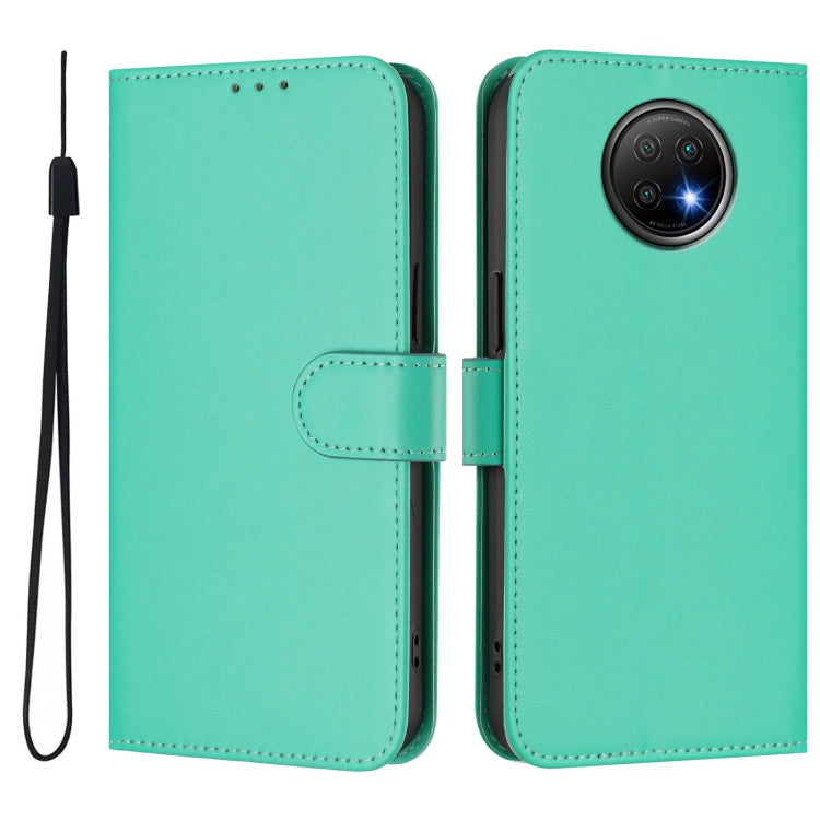 For Redmi Note 9T Global Skin Feel Solid Color Leather Phone Case with Lanyard