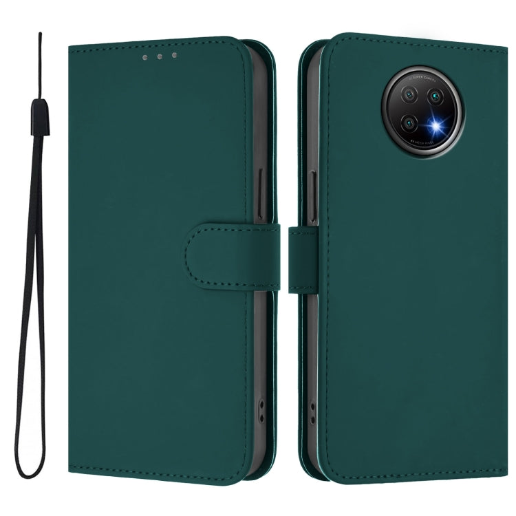 For Redmi Note 9T Global Skin Feel Solid Color Leather Phone Case with Lanyard