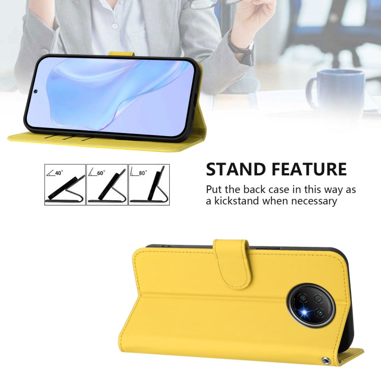 For Redmi Note 9T Global Skin Feel Solid Color Leather Phone Case with Lanyard