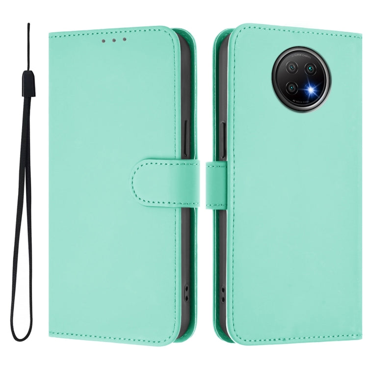 For Redmi Note 9T Global Skin Feel Solid Color Leather Phone Case with Lanyard
