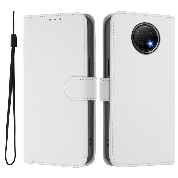 For Redmi Note 9T Global Skin Feel Solid Color Leather Phone Case with Lanyard