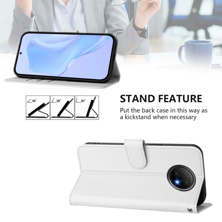 For Redmi Note 9T Global Skin Feel Solid Color Leather Phone Case with Lanyard
