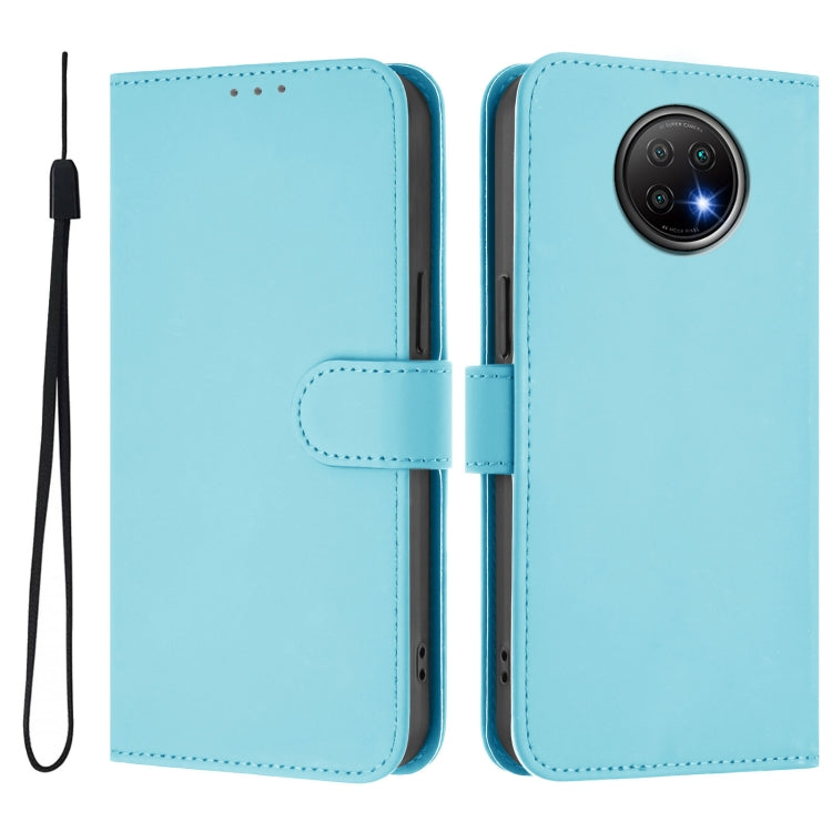 For Redmi Note 9T Global Skin Feel Solid Color Leather Phone Case with Lanyard