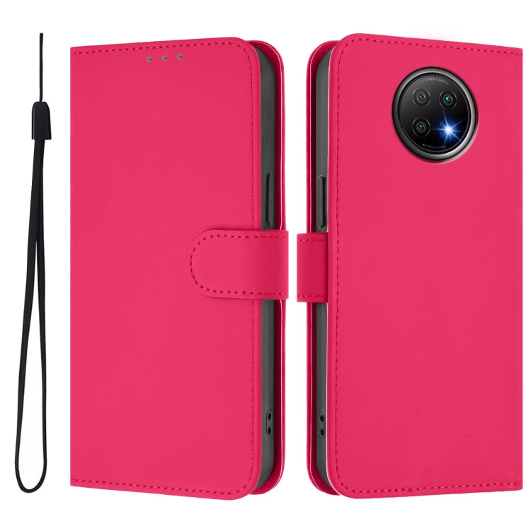 For Redmi Note 9T Global Skin Feel Solid Color Leather Phone Case with Lanyard