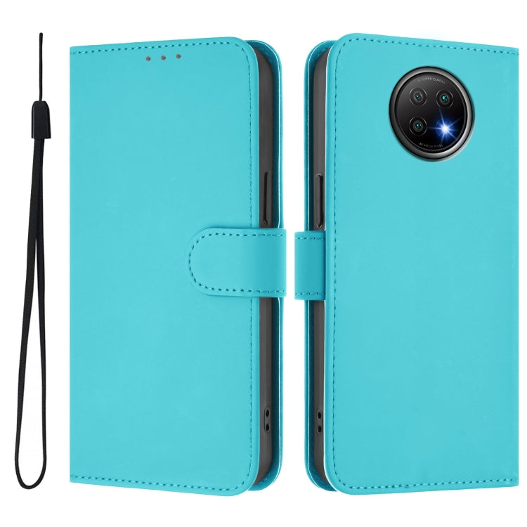 For Redmi Note 9T Global Skin Feel Solid Color Leather Phone Case with Lanyard