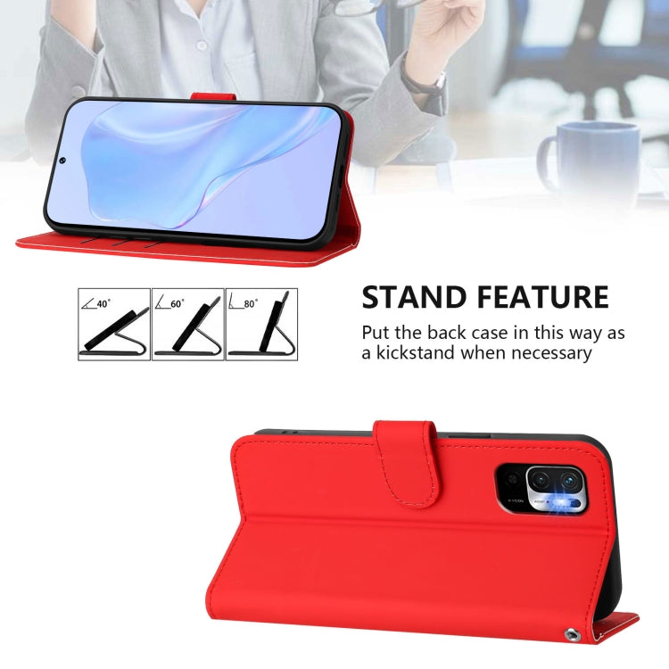 For Redmi Note 10 5G / Note 10T 5G Skin Feel Solid Color Leather Phone Case with Lanyard