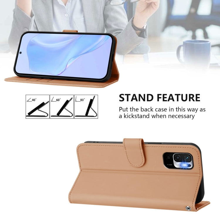For Redmi Note 10 5G / Note 10T 5G Skin Feel Solid Color Leather Phone Case with Lanyard