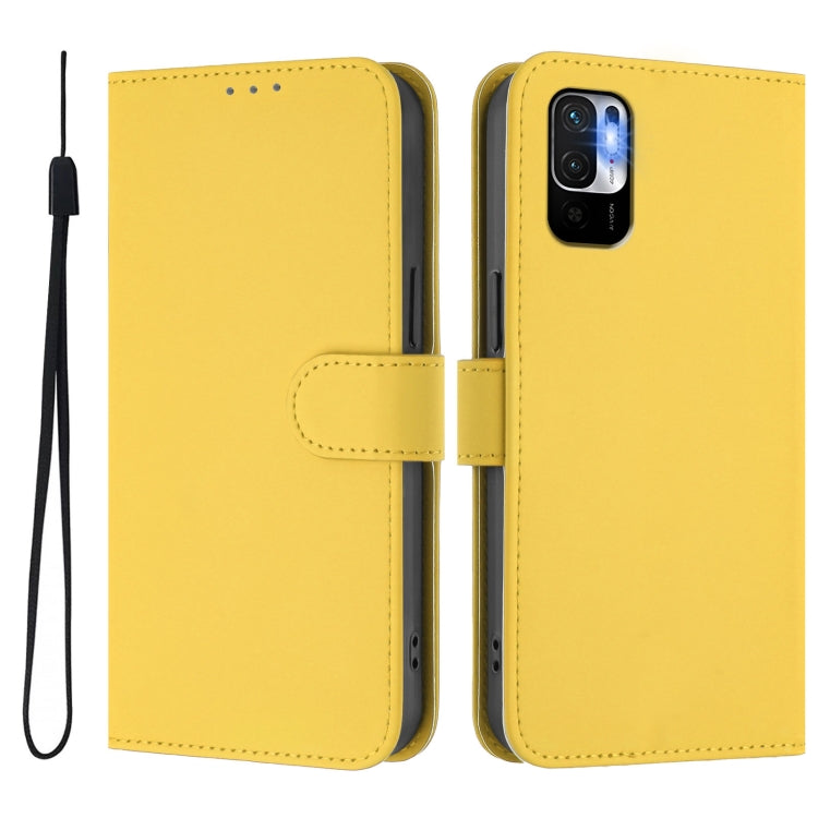 For Redmi Note 10 5G / Note 10T 5G Skin Feel Solid Color Leather Phone Case with Lanyard