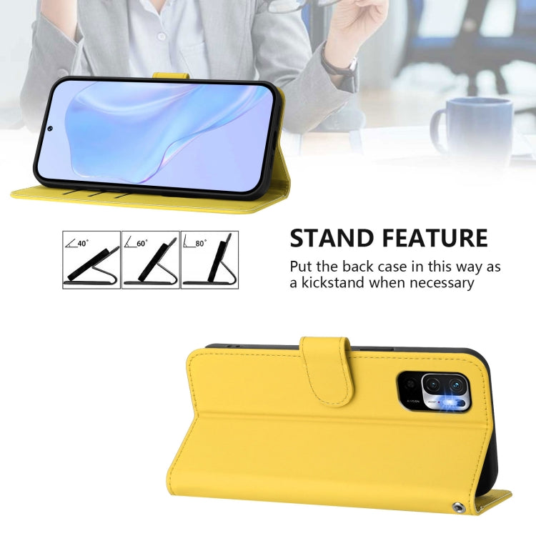 For Redmi Note 10 5G / Note 10T 5G Skin Feel Solid Color Leather Phone Case with Lanyard