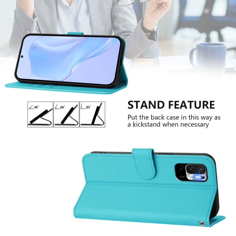 For Redmi Note 10 5G / Note 10T 5G Skin Feel Solid Color Leather Phone Case with Lanyard