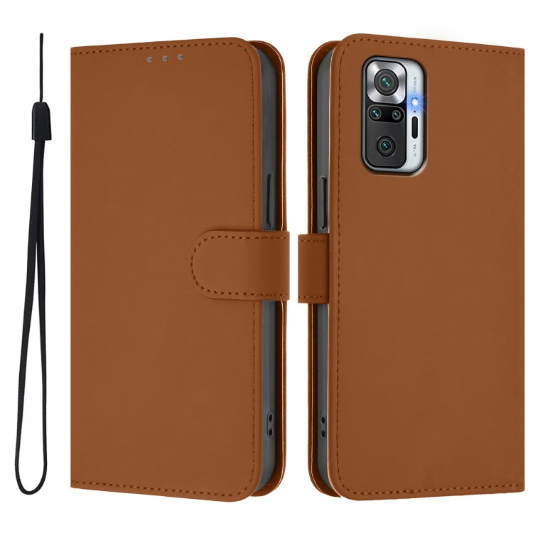 For Redmi Note 10 Pro 4G / 10 Pro Max Skin Feel Solid Color Leather Phone Case with Lanyard