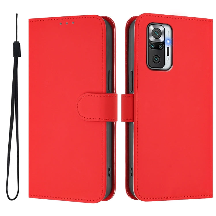 For Redmi Note 10 Pro 4G / 10 Pro Max Skin Feel Solid Color Leather Phone Case with Lanyard