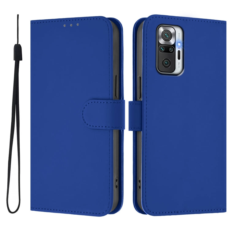 For Redmi Note 10 Pro 4G / 10 Pro Max Skin Feel Solid Color Leather Phone Case with Lanyard