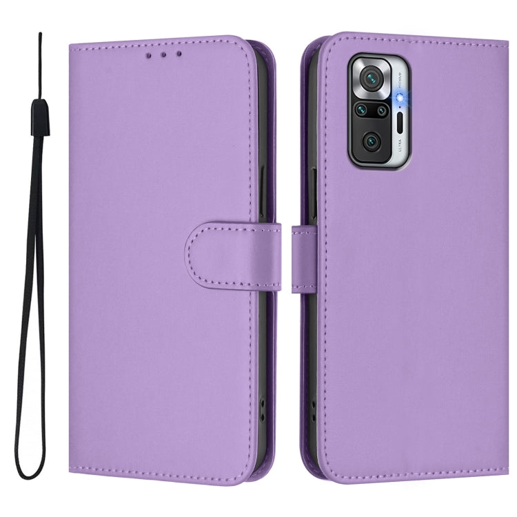 For Redmi Note 10 Pro 4G / 10 Pro Max Skin Feel Solid Color Leather Phone Case with Lanyard