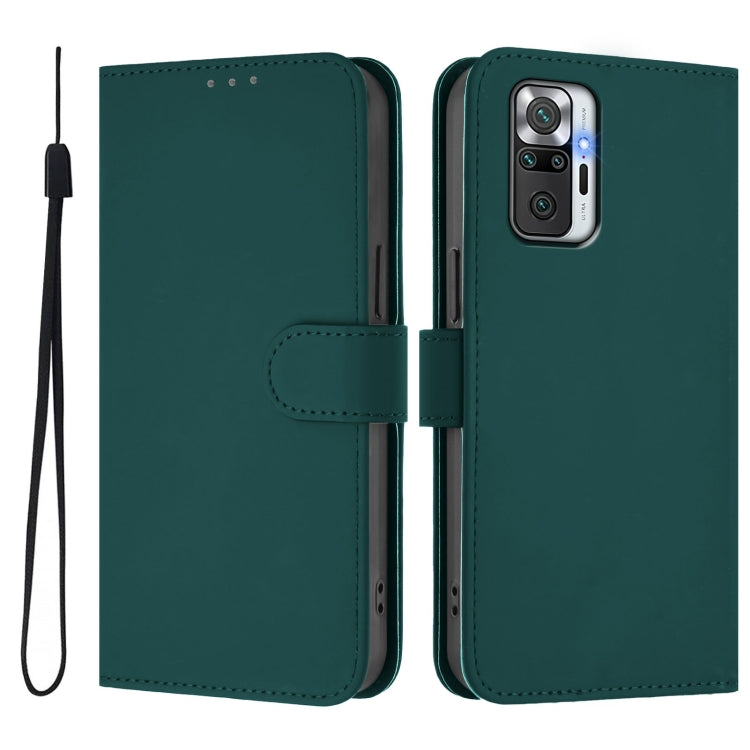 For Redmi Note 10 Pro 4G / 10 Pro Max Skin Feel Solid Color Leather Phone Case with Lanyard