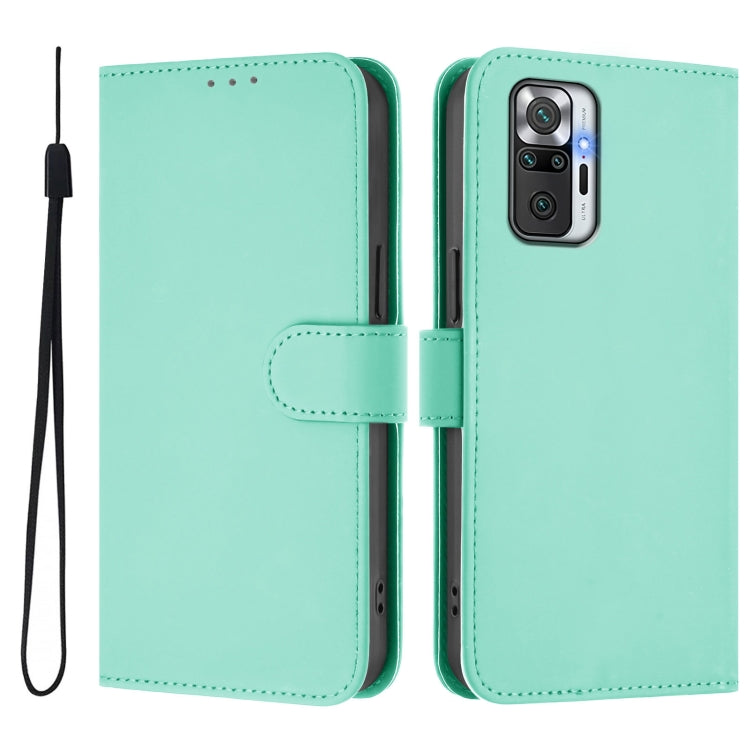 For Redmi Note 10 Pro 4G / 10 Pro Max Skin Feel Solid Color Leather Phone Case with Lanyard