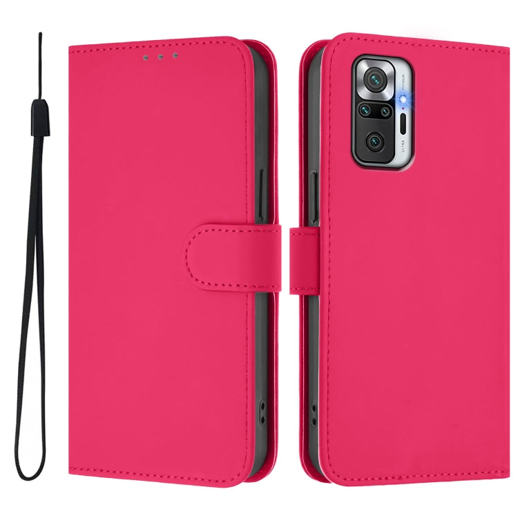 For Redmi Note 10 Pro 4G / 10 Pro Max Skin Feel Solid Color Leather Phone Case with Lanyard