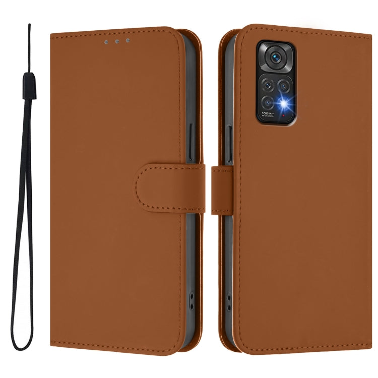 For Redmi Note 11 4G Global Skin Feel Solid Color Leather Phone Case with Lanyard
