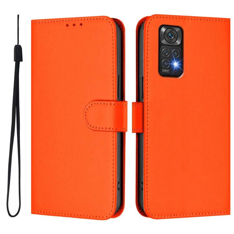 For Redmi Note 11 4G Global Skin Feel Solid Color Leather Phone Case with Lanyard