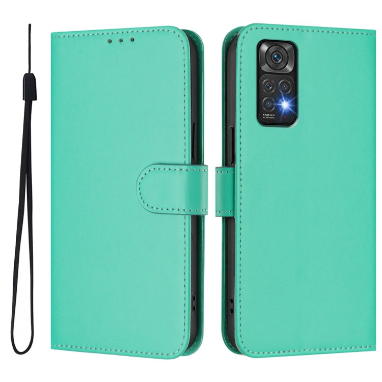 For Redmi Note 11 4G Global Skin Feel Solid Color Leather Phone Case with Lanyard