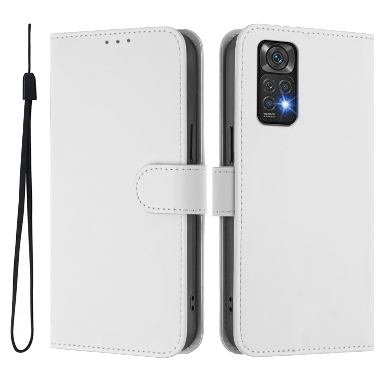 For Redmi Note 11 4G Global Skin Feel Solid Color Leather Phone Case with Lanyard