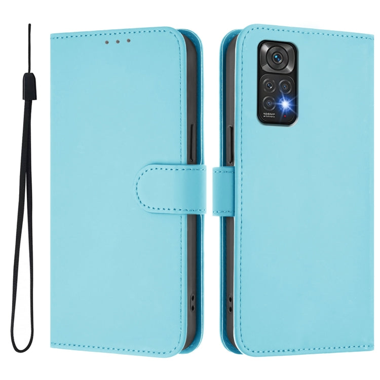 For Redmi Note 11 4G Global Skin Feel Solid Color Leather Phone Case with Lanyard