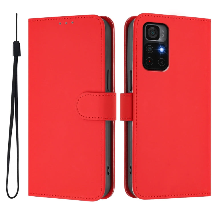 For Redmi Note 11S 5G Skin Feel Solid Color Leather Phone Case with Lanyard