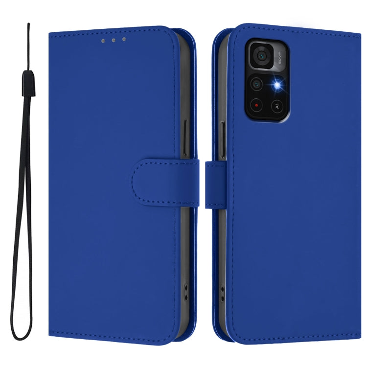 For Redmi Note 11S 5G Skin Feel Solid Color Leather Phone Case with Lanyard