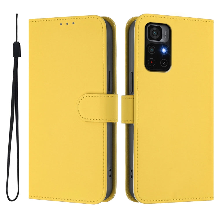 For Redmi Note 11S 5G Skin Feel Solid Color Leather Phone Case with Lanyard