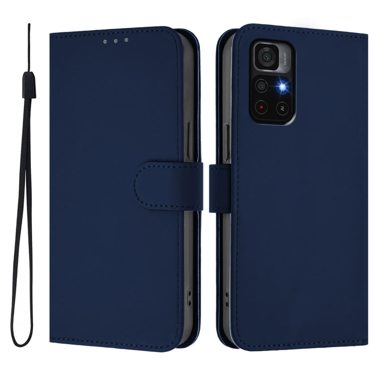 For Redmi Note 11S 5G Skin Feel Solid Color Leather Phone Case with Lanyard