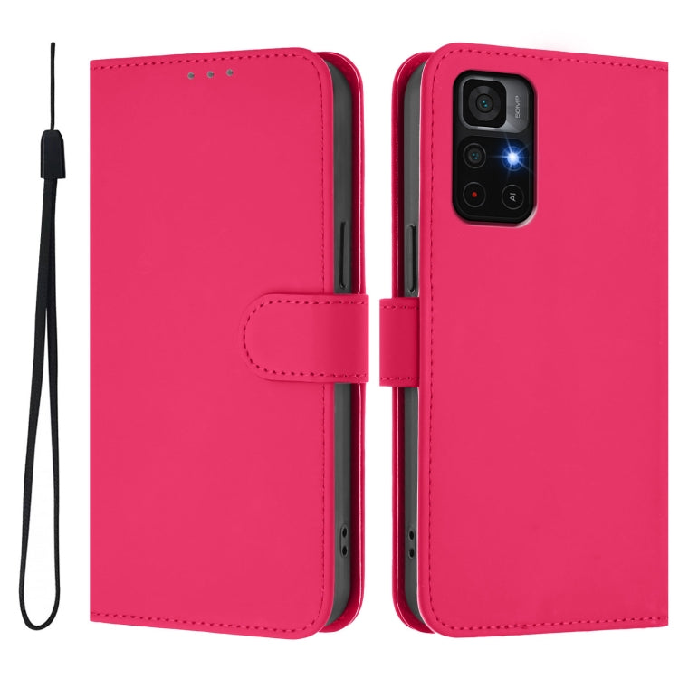 For Redmi Note 11S 5G Skin Feel Solid Color Leather Phone Case with Lanyard