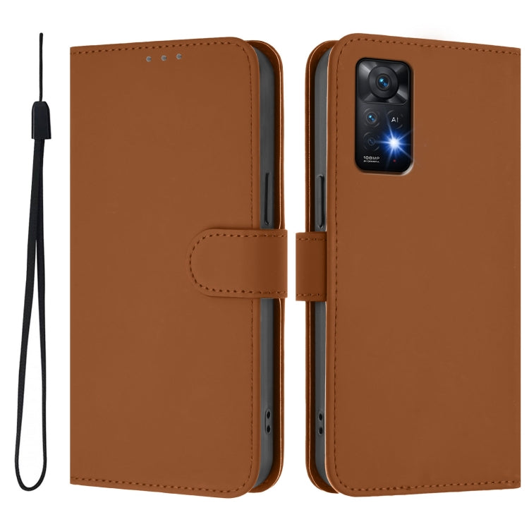 For Redmi Note 11 Pro 4G Global Skin Feel Solid Color Leather Phone Case with Lanyard