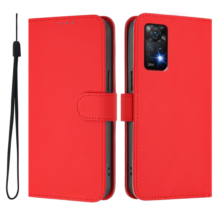 For Redmi Note 11 Pro 4G Global Skin Feel Solid Color Leather Phone Case with Lanyard