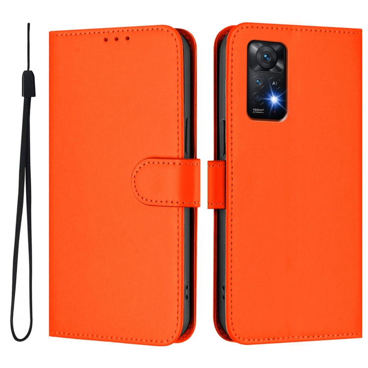 For Redmi Note 11 Pro 4G Global Skin Feel Solid Color Leather Phone Case with Lanyard