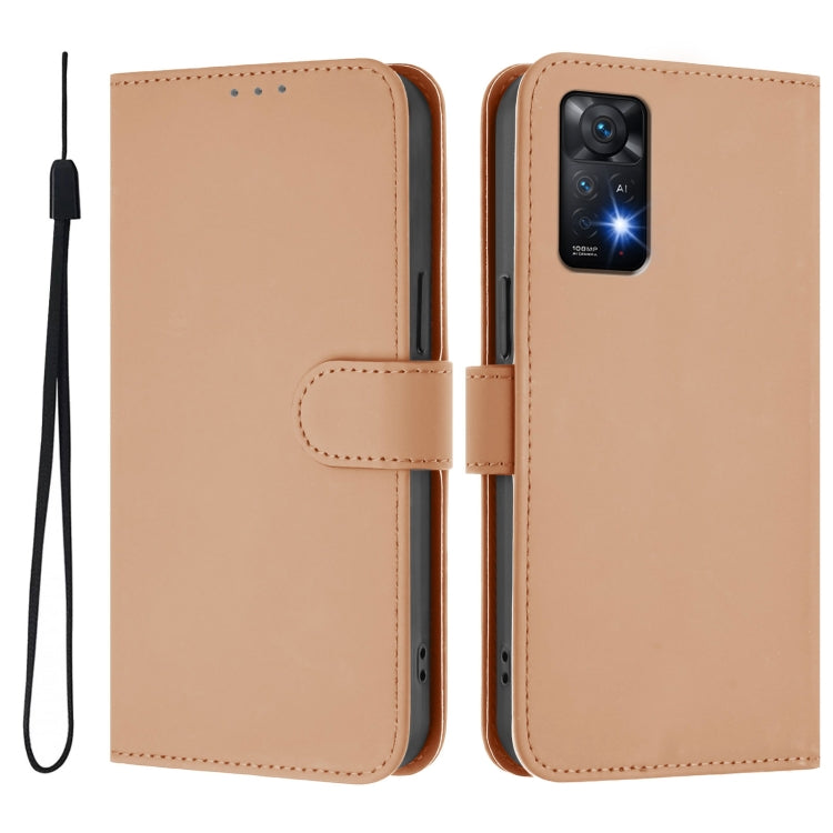 For Redmi Note 11 Pro 4G Global Skin Feel Solid Color Leather Phone Case with Lanyard