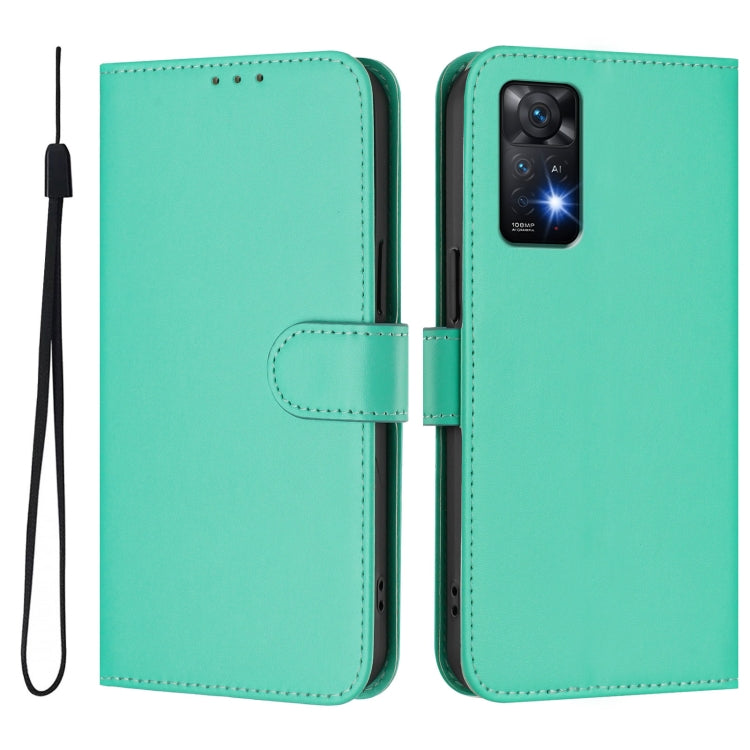 For Redmi Note 11 Pro 4G Global Skin Feel Solid Color Leather Phone Case with Lanyard