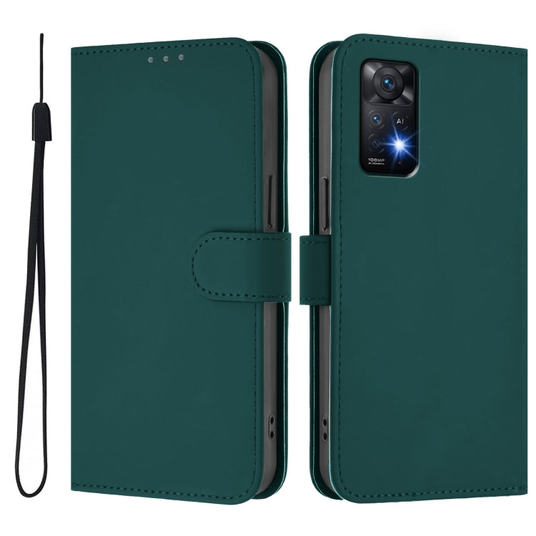 For Redmi Note 11 Pro 4G Global Skin Feel Solid Color Leather Phone Case with Lanyard