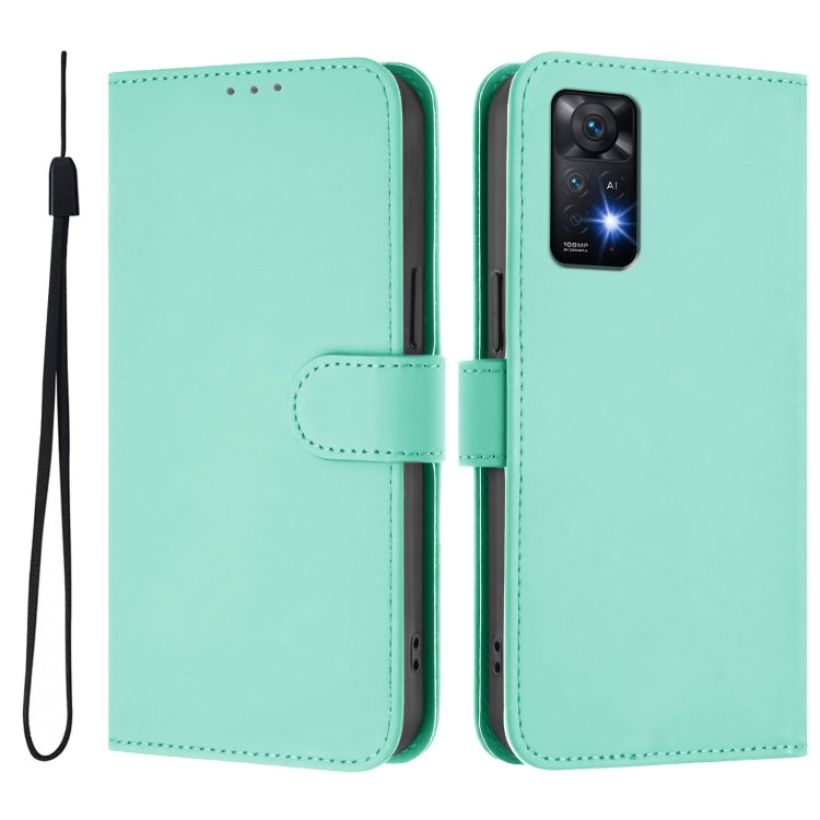 For Redmi Note 11 Pro 4G Global Skin Feel Solid Color Leather Phone Case with Lanyard