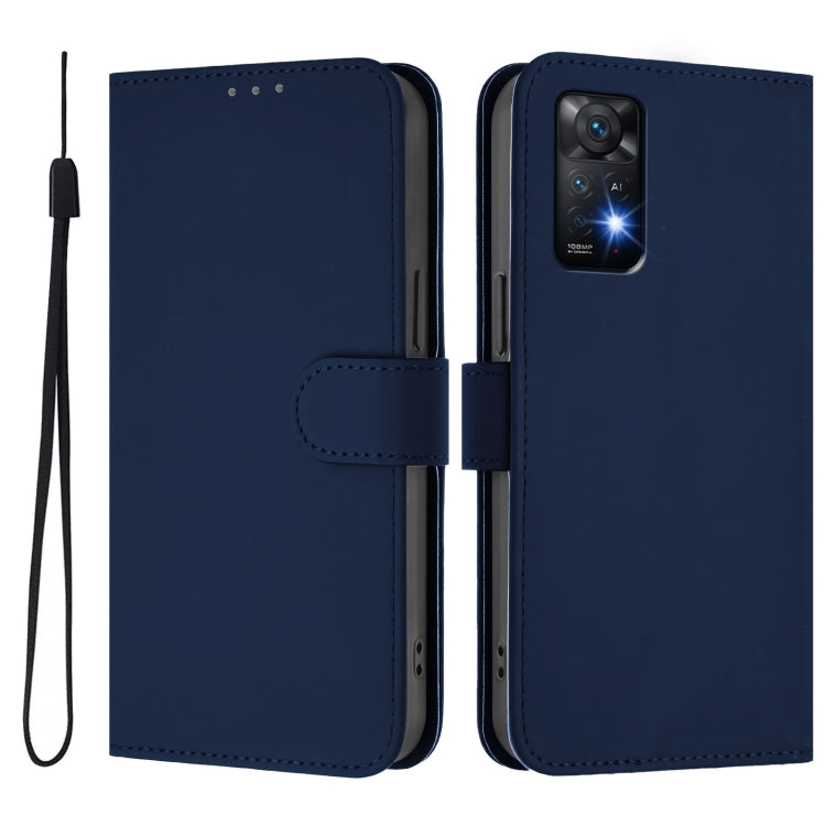 For Redmi Note 11 Pro 4G Global Skin Feel Solid Color Leather Phone Case with Lanyard
