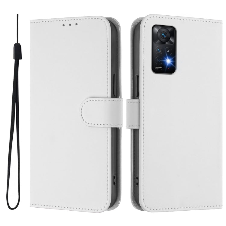 For Redmi Note 11 Pro 4G Global Skin Feel Solid Color Leather Phone Case with Lanyard