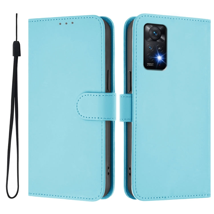 For Redmi Note 11 Pro 4G Global Skin Feel Solid Color Leather Phone Case with Lanyard